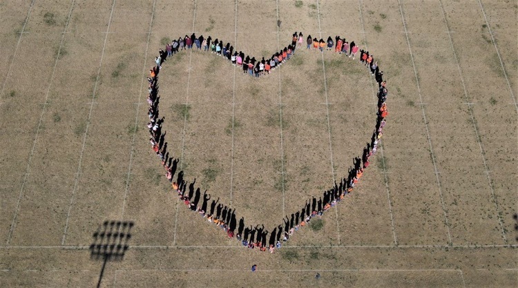 heart on football field